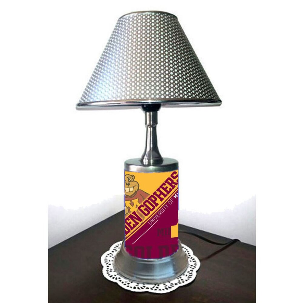 Minnesota Golden Gophers table lamp with chrome finish shade, desk lamp